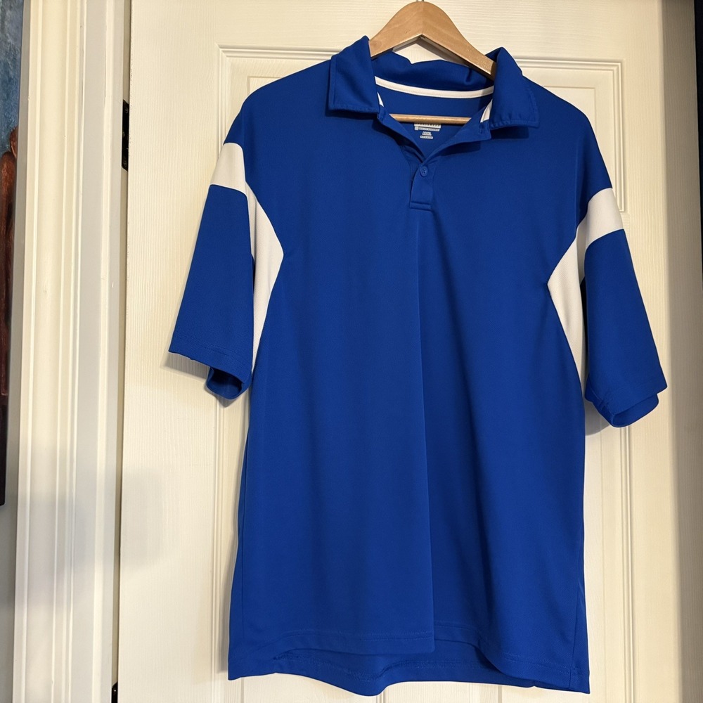Men's Augusta Sportswear Large Polo Shirt‎ Moisture Management Blue/White accent